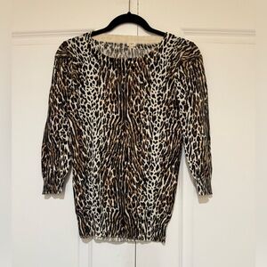 J. Crew Animal Print Crew Neck Sweater 💯% cotton sz XS